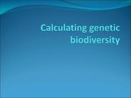 Calculating genetic biodiversity