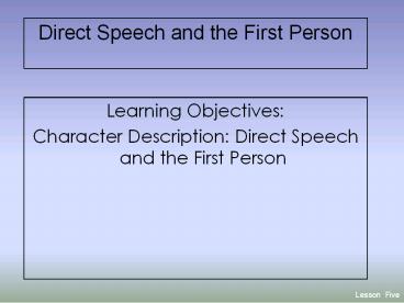 Direct Speech and the First Person
