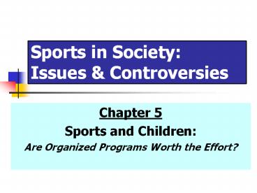 Sports in Society: Issues