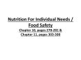 Nutrition For Individual Needs / Food Safety Chapter 10, pages 278-281 PowerPoint PPT Presentation