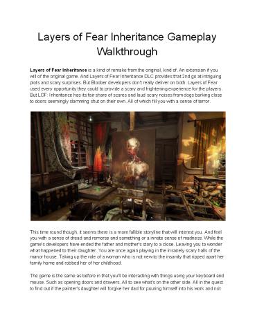 Layers of Fear Inheritance Gameplay Walkthrough