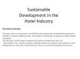 Sustainable Development in the Hotel Industry PowerPoint PPT Presentation