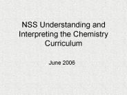 NSS Understanding and Interpreting the Chemistry Curriculum