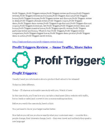 Profit Triggers review - Profit Triggers sneak peek features