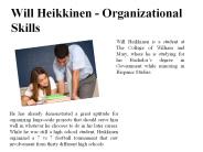 Will Heikkinen - Organizational Skills