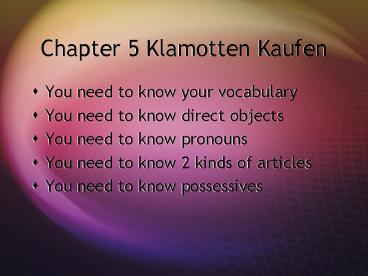 Chapter 5 Klamotten Kaufen