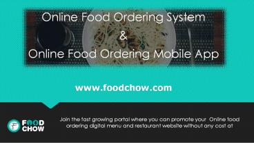Online Food Ordering System for Restaurant