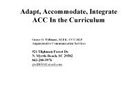 Adapt, Accommodate, Integrate ACC In the Curriculum