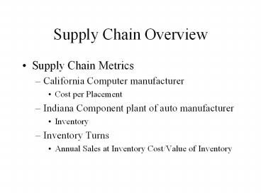 Supply Chain Overview