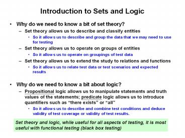 Introduction to Sets and Logic presentation | free to download