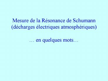Mesure de la R