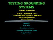 TESTING GROUNDING SYSTEMS