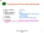 Esperimenti di Fisica delle Alte Energie
