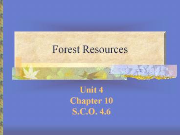 Forest Resources