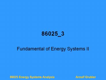 Fundamental of Energy Systems II