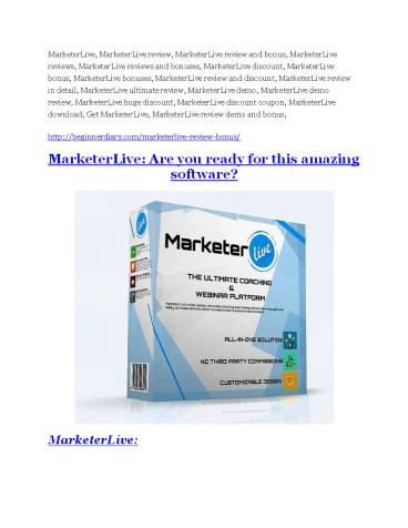MarketerLive discount coupon, MarketerLive download, GetMarketerLive
