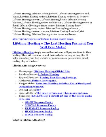 Lifetime.Hosting review & huge +100 bonus items