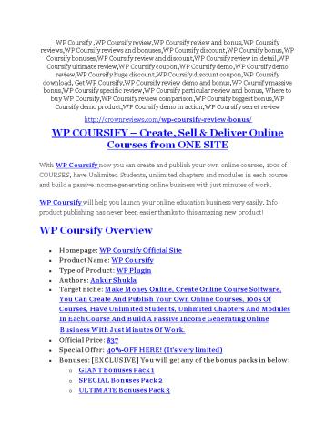 WP Coursify Review and GIANT $12700 Bonus-80% Discount