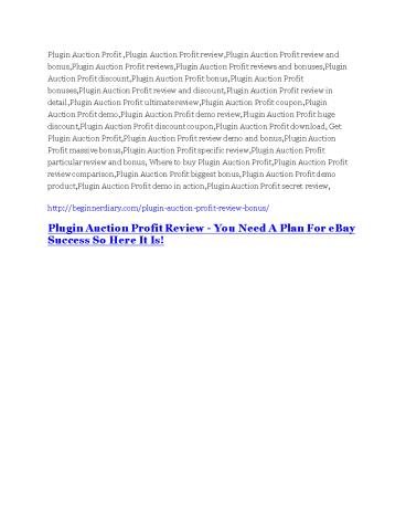 Plugin Auction Profit Review & GIANT bonus packs