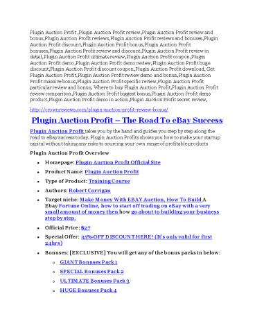 Plugin Auction Profit Review - (FREE) Bonus of Plugin Auction Profit