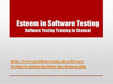 Software Testing training in Chennai at peridot systems