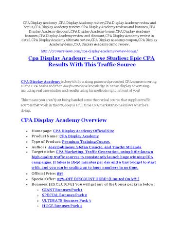 CPA Display Academy Reviews and Bonuses-- CPA Display Academy