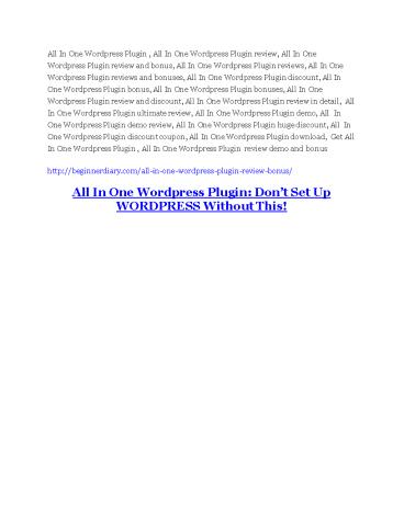 All In One Wordpress Plugin review and (MEGA) bonuses – All In One Wordpress Plugin