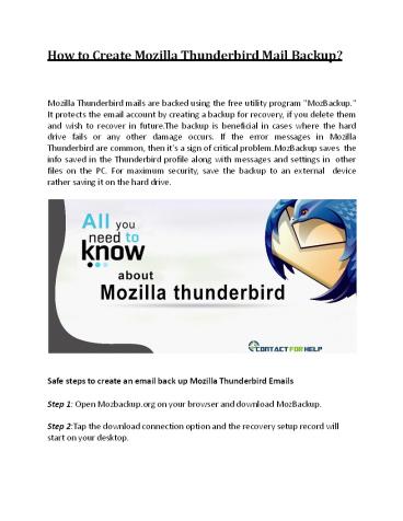 Create Mozilla Thunderbird Mail Backup