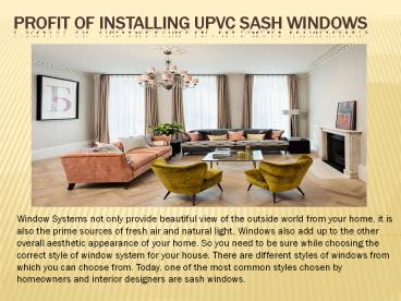 Profit of installing uPVC Sash Windows