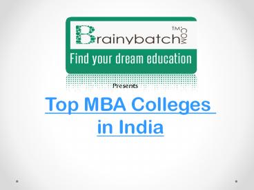 Latest ranking List of MBA colleges on Brainybatch