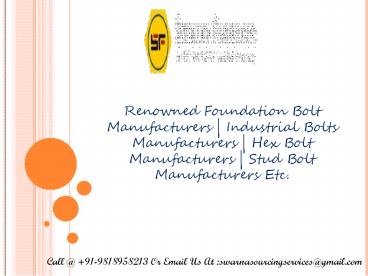 Hex Bolt Manufacturers Delhi