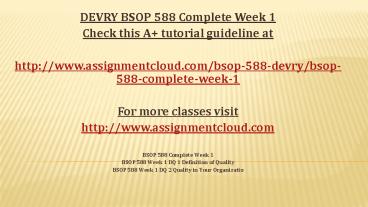 DEVRY BSOP 588 Complete Week 1