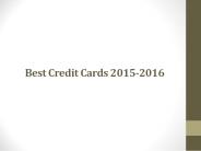 Best Credit Cards 2015-2016