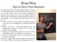 Ryan Weir Giving Tips to Grow Your Business