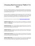 Choosing Best Ecommerce Platform For SEO PowerPoint PPT Presentation