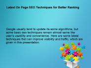Latest On Page SEO Techniques for Better Ranking