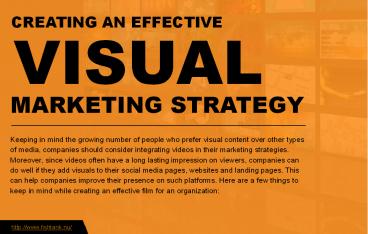 Aspects of an Effective Visual Marketing Strategy