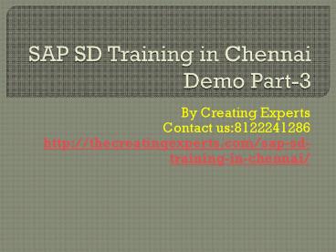 SAP SD Training in Chennai Demo Part-3