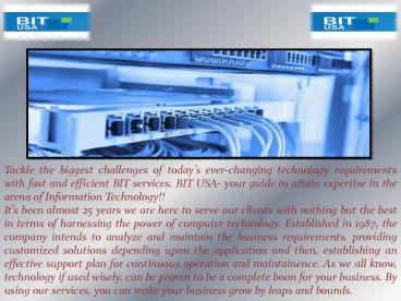 BIT USA Inc - Provide Medical Office Technology Programs