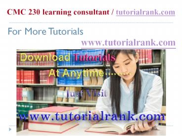 CMC 230 Course Experience Tradition / tutorialrank.com (1)