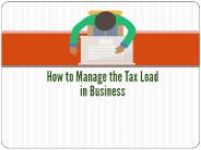How to Mnage Your Tax Load in Business