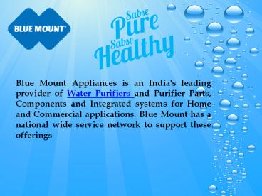 Blue Mount : RO, UV, UF, Water purifiers, Water Purifier in India