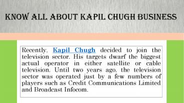 Know All About Kapil Chugh Telecom Business