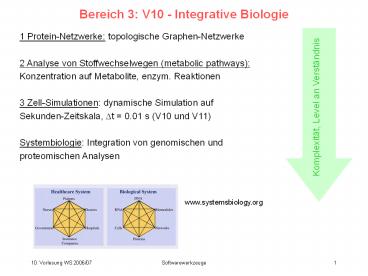 Bereich 3: V10 - Integrative Biologie