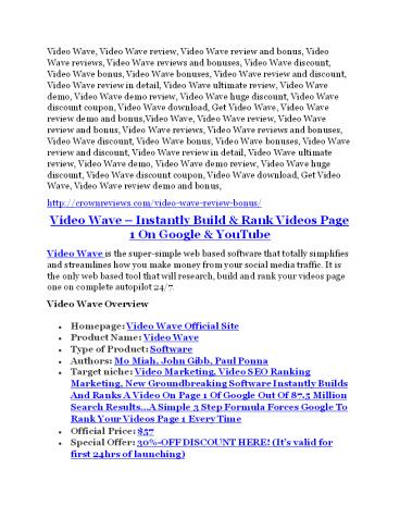 Video Wave Review & GIANT Bonus