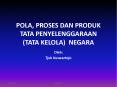 POLA, PROSES DAN PRODUK TATA PENYELENGGARAAN (TATA KELOLA) NEGARA PowerPoint PPT Presentation