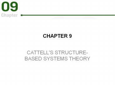 CATTELL'S STRUCTURE- BASED SYSTEMS THEORY