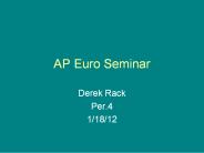 AP Euro Seminar
