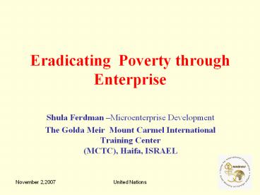 Eradicating Poverty through Enterprise