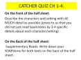 CATCHER QUIZ CH 1-4: PowerPoint PPT Presentation
